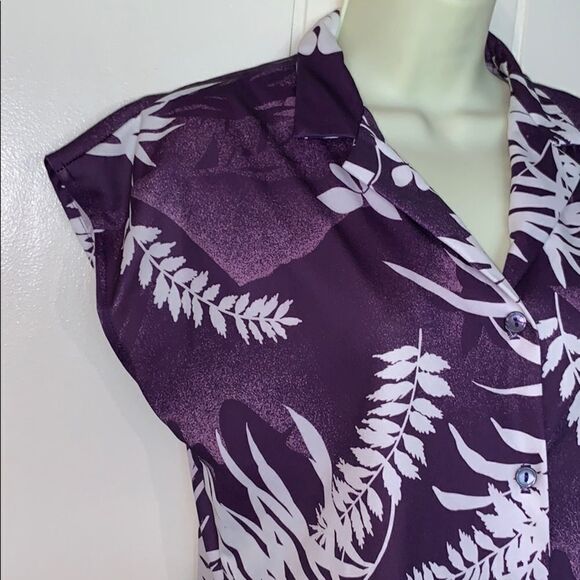 Vtg 70s/80s Teddi purple & white polyester shirt - Picture 4 of 8
